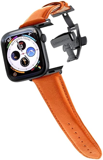 LONGVADONレザー クロコ仕上げメンズアップルウォッチバンド