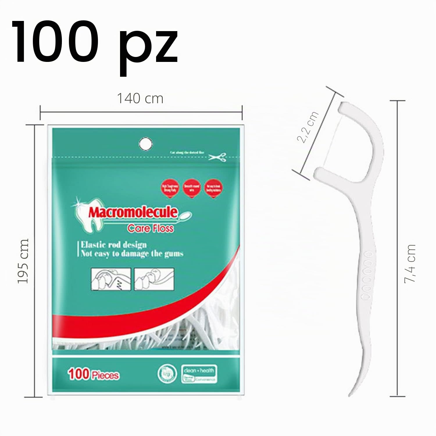GeekerChip 100 Pezzi Filo Interdentale, Forcella, Plettri Igienico e Portatile, per Pulizia dei Denti, Perfetti per Famiglia, Hotel,Viaggi