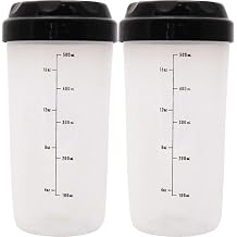 Kokubo Protein Shaker Black, Set of 2, 16.9 fl oz 500 ml, Made in Japan with Scale