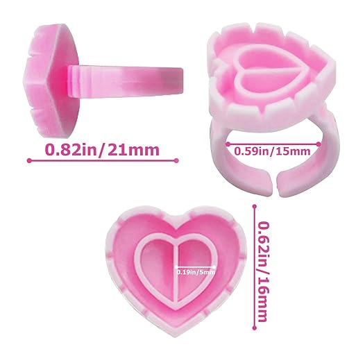 Miniatura 2 de 500 anillos de pegamento WKBRAE para extensiones de pestañas, lindo corazón rosa, soporte de pegamento para pestañas, anillos de pegamento