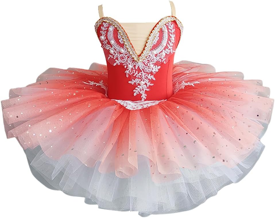 Girls Professional Ballerina Ballet Tutu, Leotards Ballet Layered Tulle Skirt, New Pancake Dress Ballet Dance Costumes