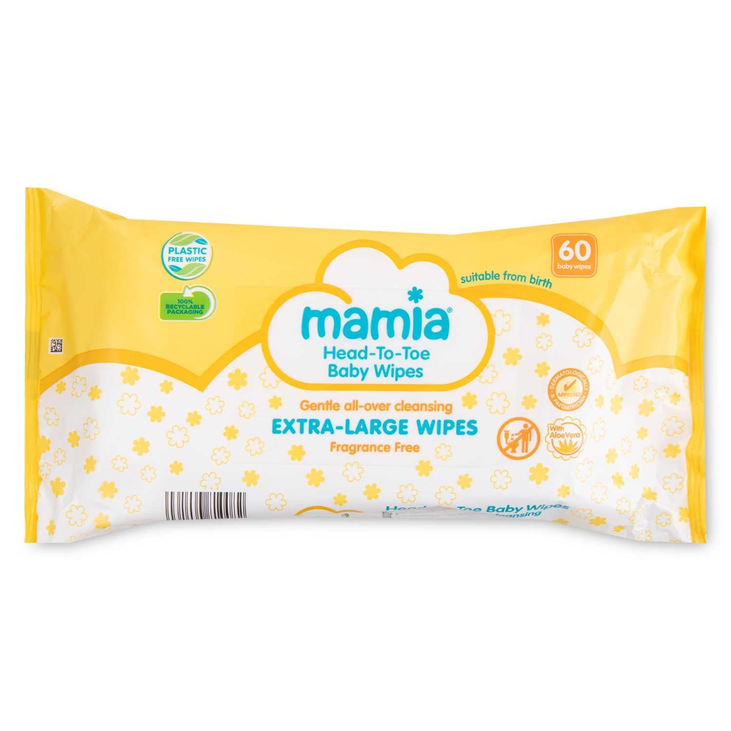 Mamia Extra Large Head to Toe Wipes 60 Pack