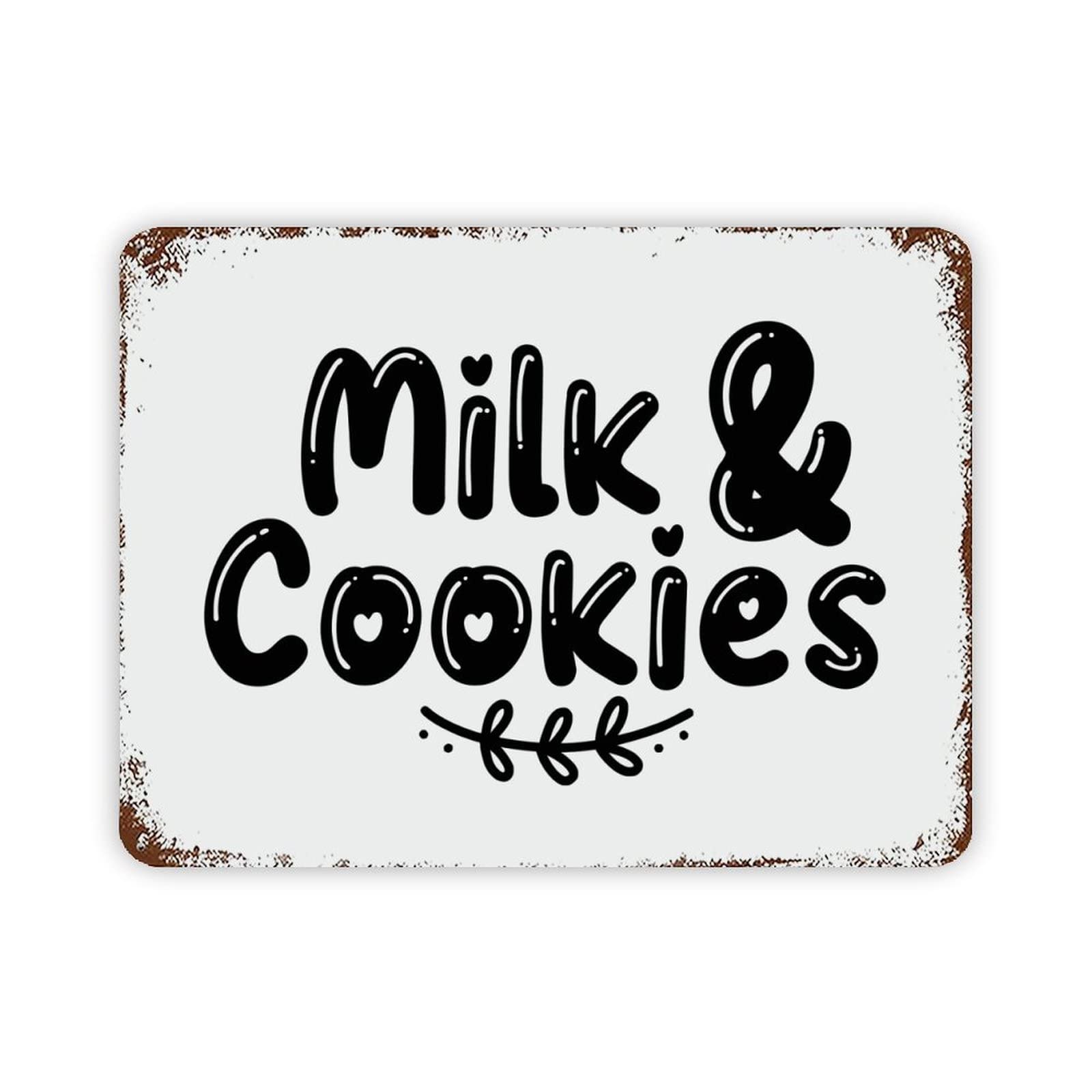 ENEDNATE Christmas Metal Sign,Vintage Man Cave Aluminum Tin Metal Sign with Saying 12x16 Inch Milk & Cookies Retro Street Metal Signs for Indoor Outdoor Garden Patio Yard Cafe Pub Home Decor