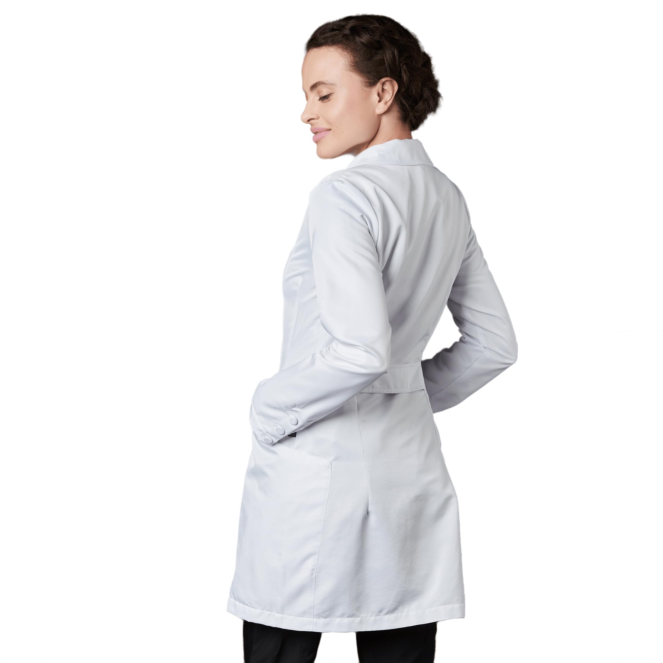 Bata Sanitaria De Trabajo Musa Mujer Repelente Antibacterial Esterilizable Resistente Reutilizable Médico Doctora Laboratorio Escuela Farmacia Color Blanco