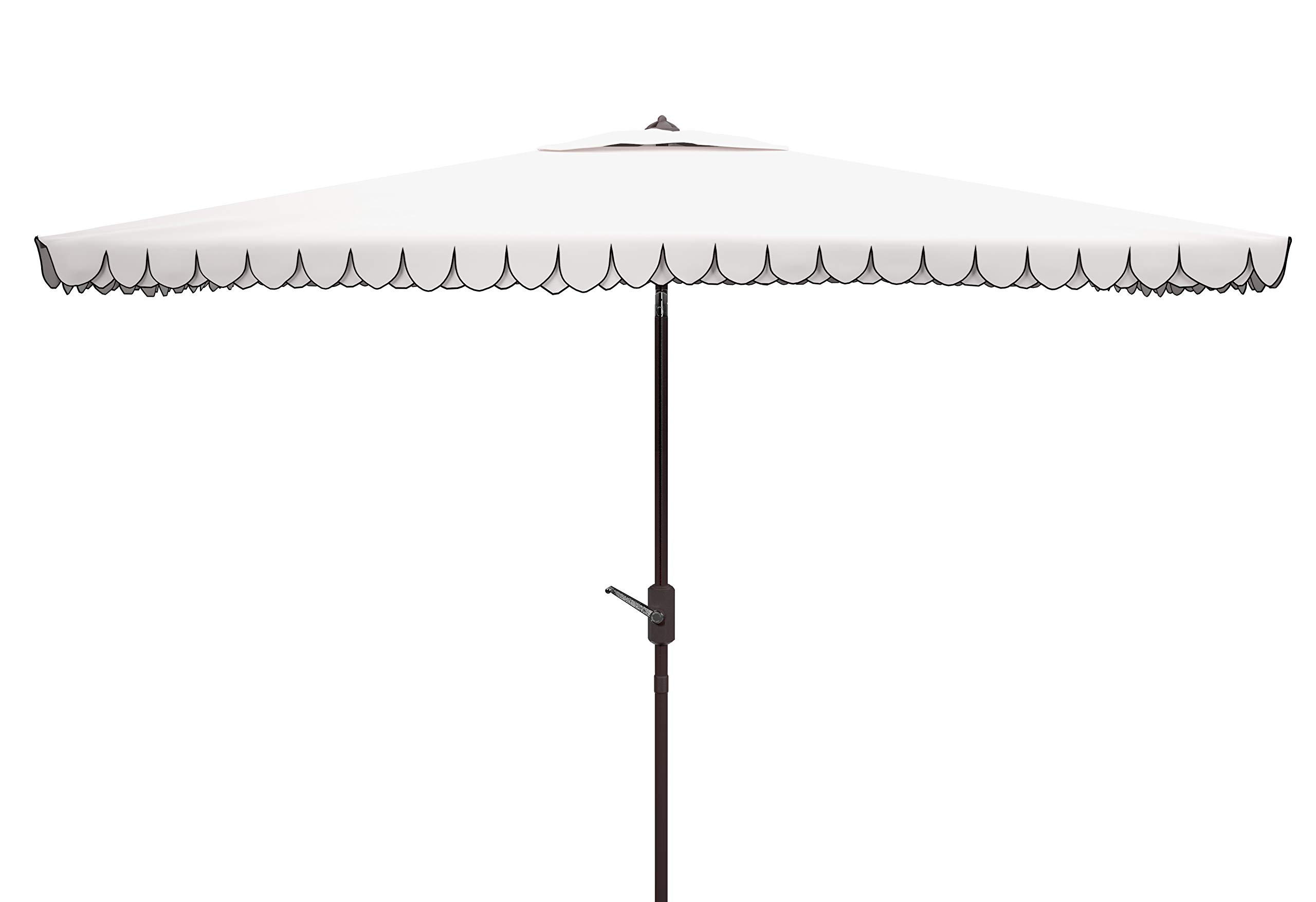 SAFAVIEH 6.5x10ft Outdoor Patio Umbrella, Rectangular, Valance, Ivory & Black Trim, Auto Crank Tilt, UV Resistant for Deck, Backyard, Poolside (PAT8306E) : Patio, Lawn & Garden