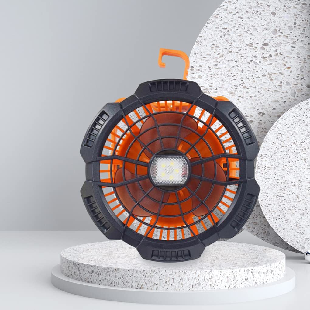 Linterna de velocidad ajustable móvil con carga recargable por USB, ventilador de Camping, ventiladores de iluminación refrigerados por aire, dormitorio, oficina, viaje, X10/naranja