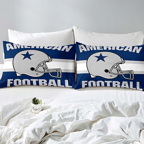 Miniatura 4 de LUVIVIHOME Juego de funda de edredón de fútbol de 3 piezas, ropa de cama Queen, ropa de cama deportiva, ropa de cama para adolescentes y niños,