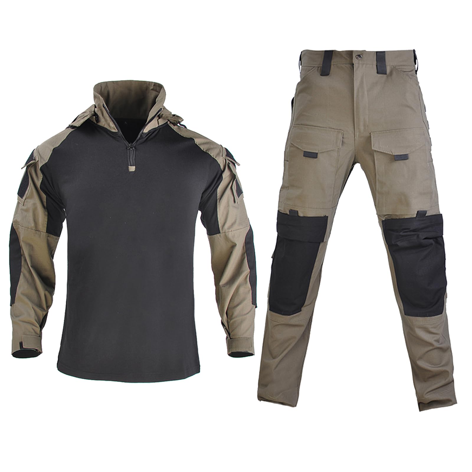 TACTICS ARMOR Military Tactical Clothing Set Men'S Combat Military Suit Uniform Paintball Airsoft Clothes Shirt And Pants Hunting Clothes With Knee Pads Green