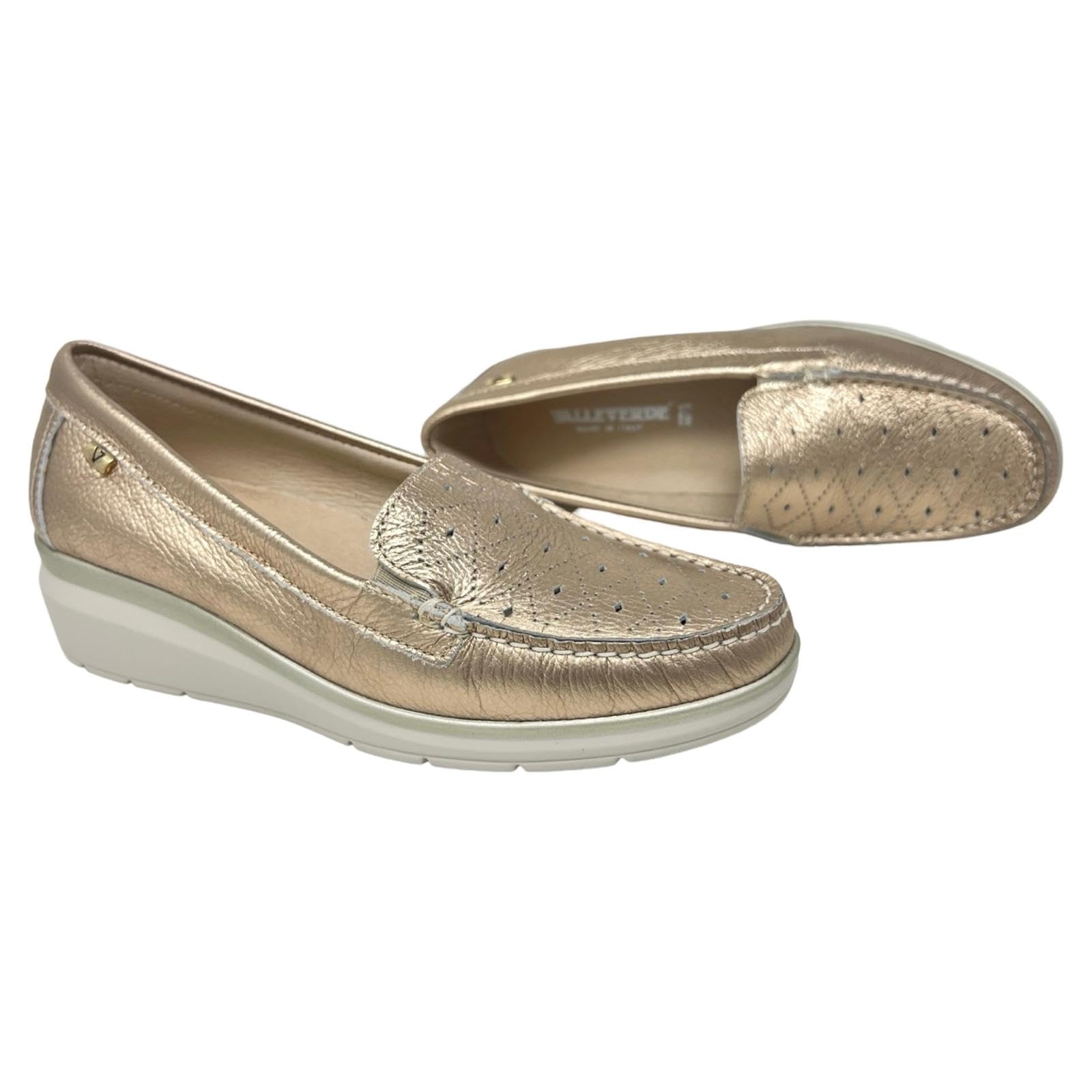 Valleverde 11052 Bronzo Scarpe Donna Mocassino Slip on Forata Elastico zeppetta