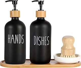 MIFXIN 2 Pack Glass Soap Dispenser Set with T...,
