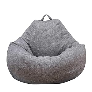 Ghopy - Funda para puff (sin relleno) Puff para salón, para sofá grande, sillón de salón, tumbona, para interior e exterior, azul, para adultos y niños, L (100 x 120 cm)