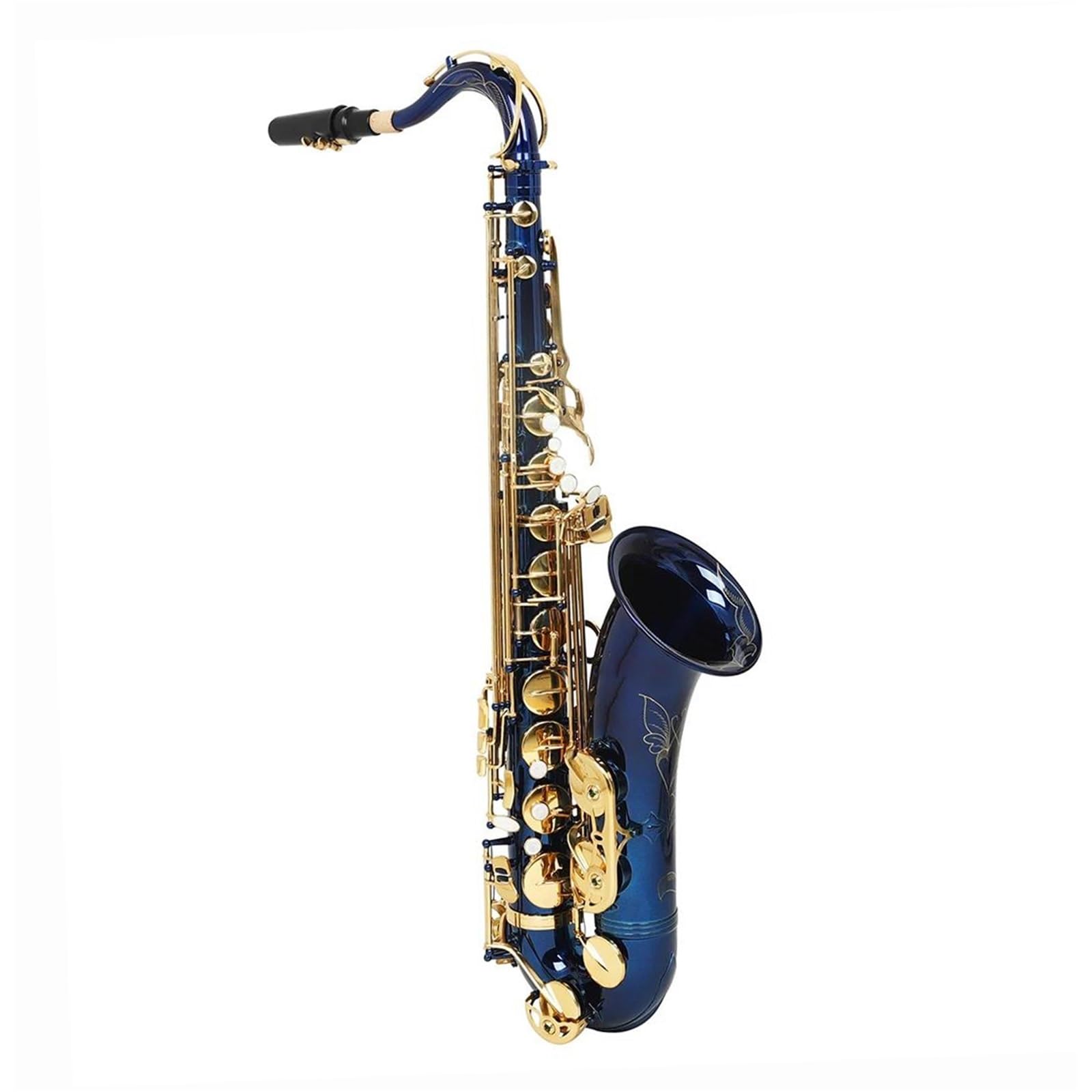 Miłośnicy Muzyki Saksofon Bb Saksofon Tenorowy Turkusowo-złoty Klucz Mosiężna Tuba Saksofon Tenorowy Instrument Dęty Drewniany Instrument Muzyczny Zestaw Dla Początkujących(A)