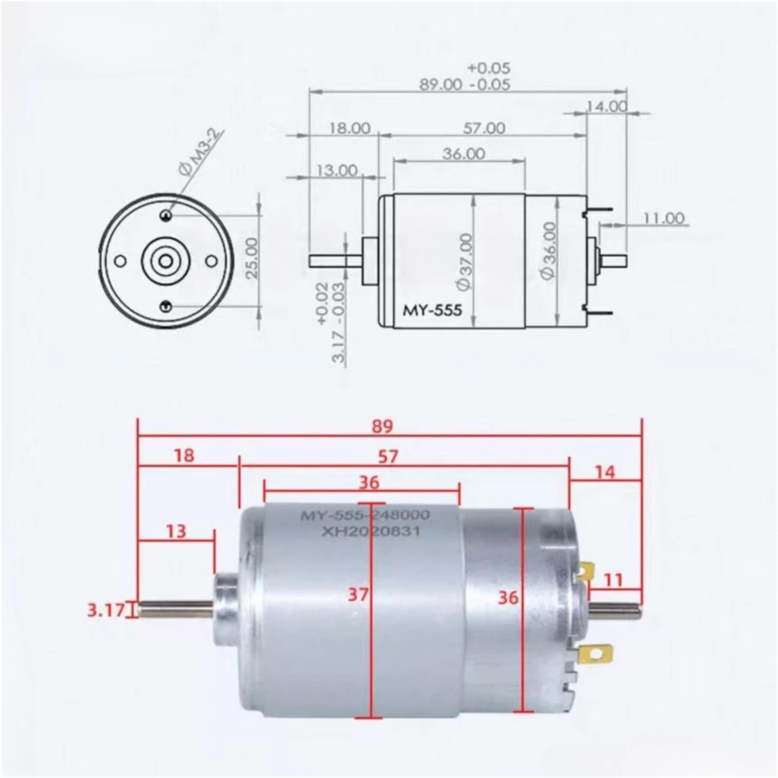 1 x silnik hamujący mikro DC 555, dwuosiowy silnik o dużej prędkości 12 V 24 V, mały silnik (12 V 8000 obr./min)