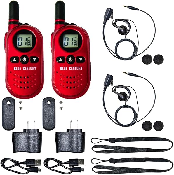BLUE CENTURY ブルーセンチュリー 国内メーカー 超小型 特定小電力 トランシーバー BC-20 Chanty RED (シャンティ レッド) 充電器/ベルトクリップ等付属 インカム 総務省技術基準適合商品 技適マーク有 (オープンイヤー型イヤホンマイク【C025】付き2台セット) - 1