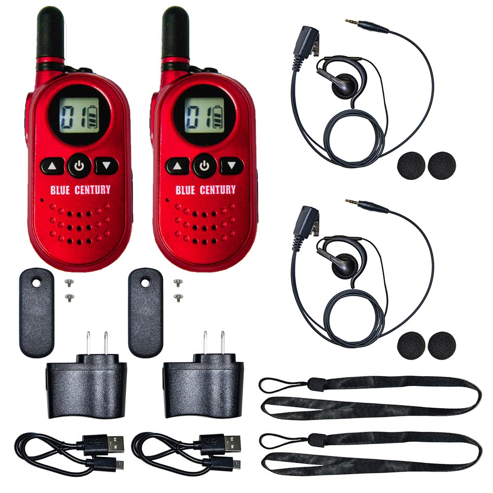 BLUE CENTURY ブルーセンチュリー 国内メーカー 超小型 特定小電力 トランシーバー BC-20 Chanty RED (シャンティ レッド) 充電器/ベルトクリップ等付属 インカム 総務省技術基準適合商品 技適マーク有 (オープンイヤー型イヤホンマイク【C025】付き2台セット) - 1