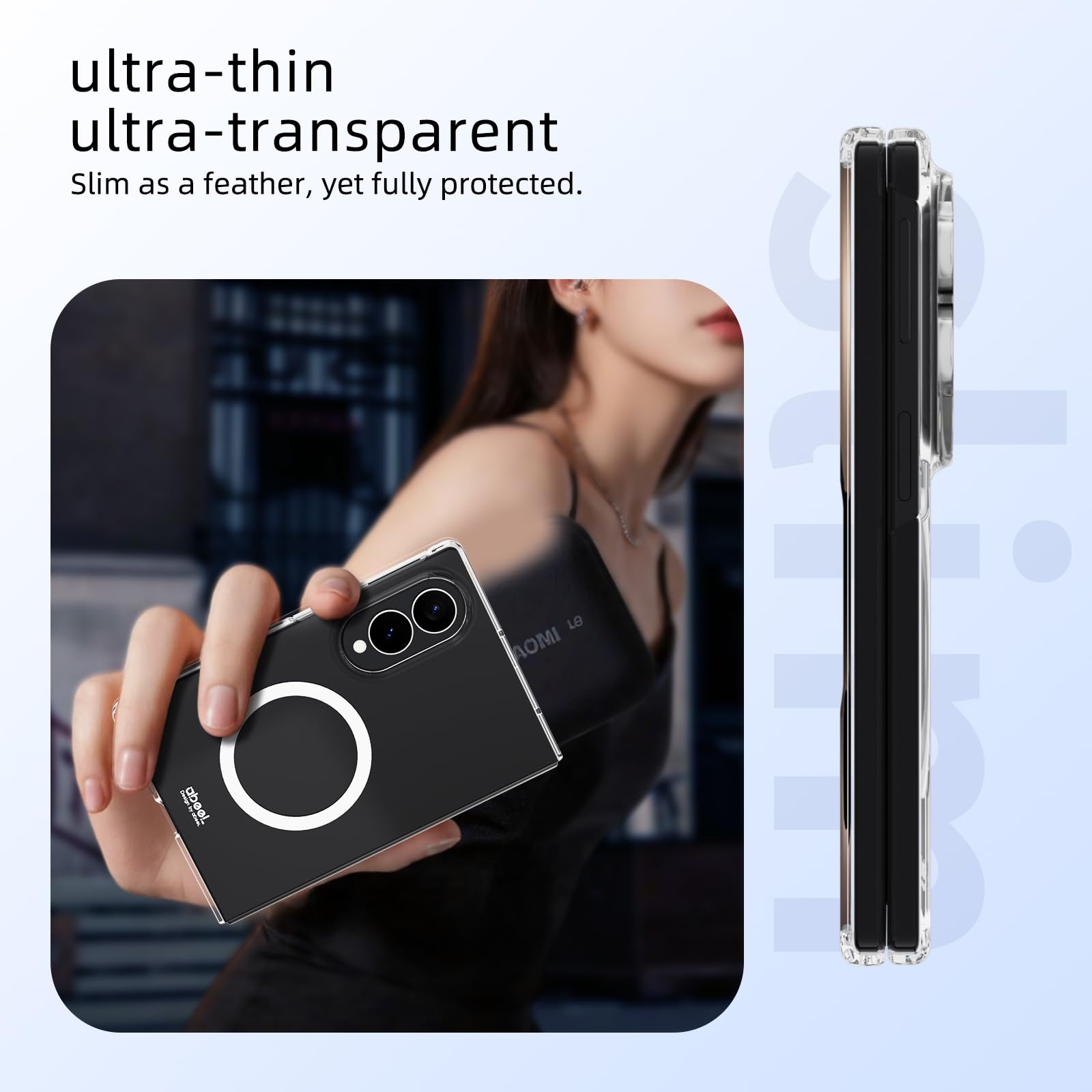 Custodia magnetica trasparente per Samsung Galaxy Z Fold 8, compatibile con fotocamera Magsafe e protezione dello schermo, anti-ingiallimento, antigraffio, antiurto, sottile, trasparente