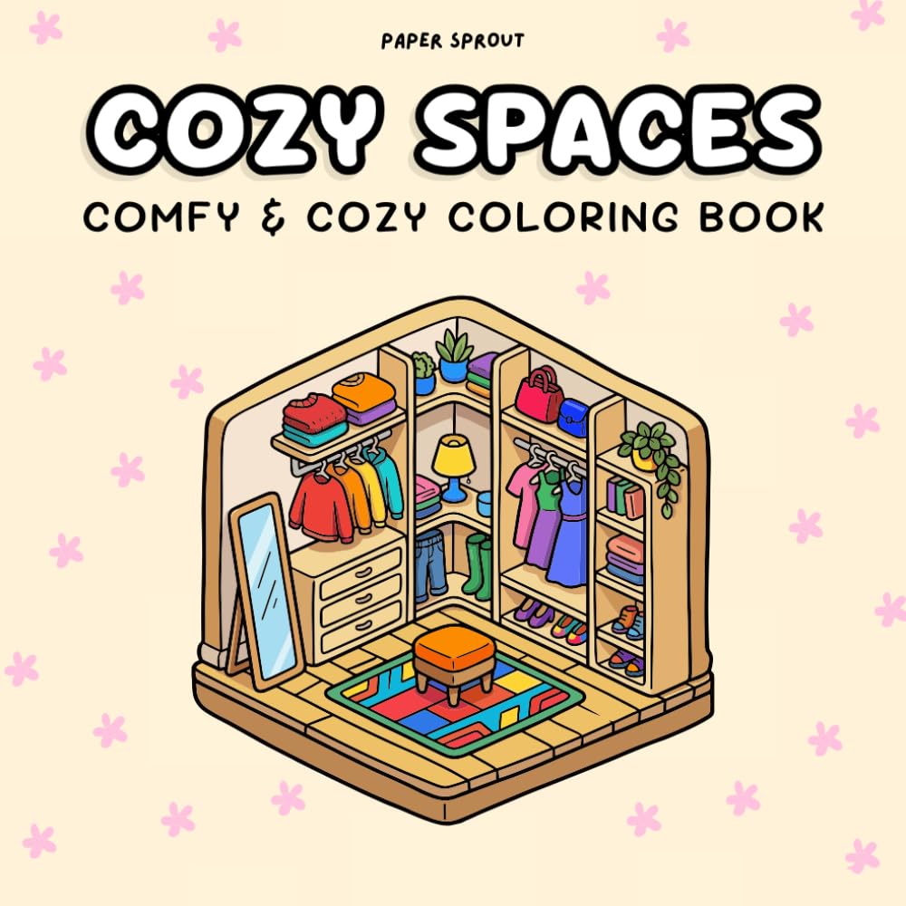 Cozy Spaces Coloring Book: 50 Relaxing Hygge Rooms and Comforting Corners to Color for Adults and Teens