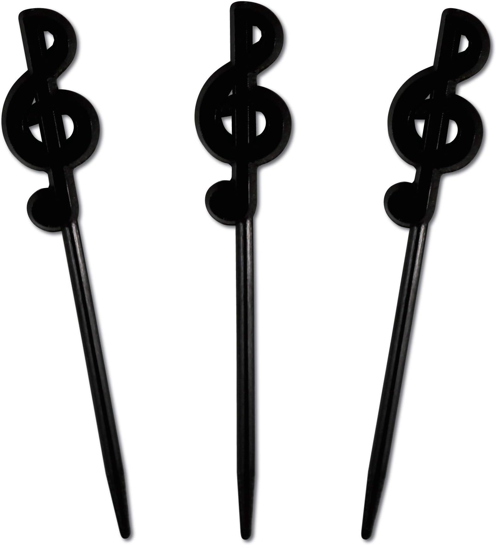 4" Music Note Cocktail, Food, Appetizer Picks, Black, Set of 24 - Made in USA