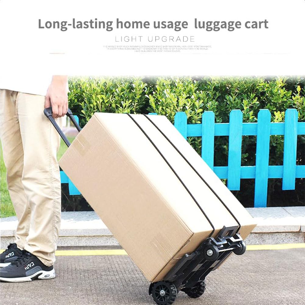 QUTBAG Carrello a Mano Pieghevole, Carrello Pieghevole con 4 Ruote, Carriola per Sacco Pesante da 35 kg, Mini Carrello per Bagagli per Carrello da Ufficio per Traslochi Automatici Viaggio Bagagli