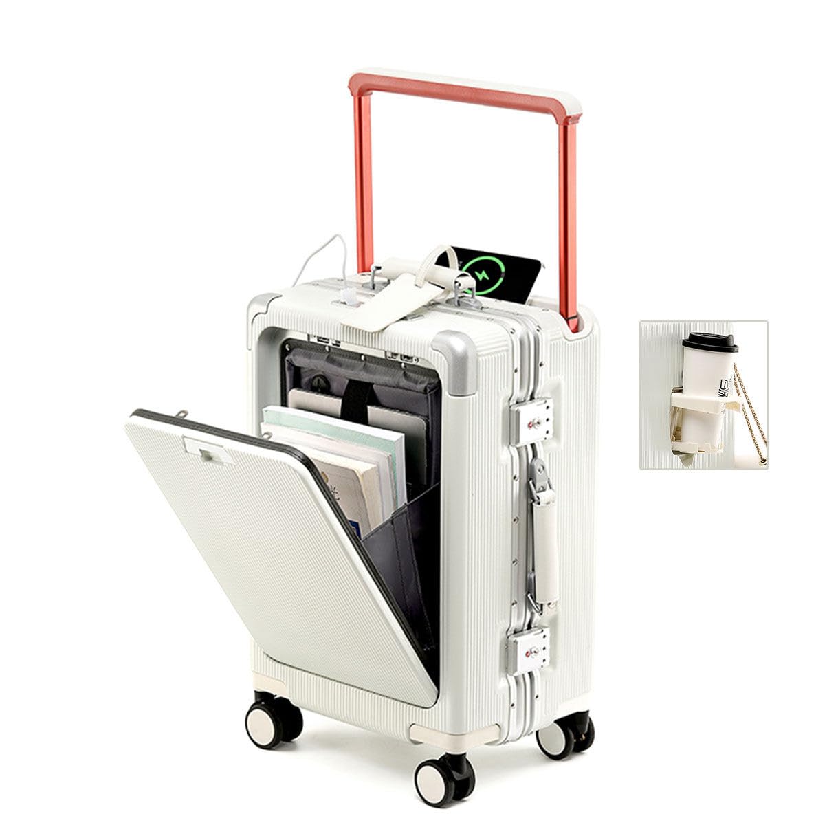 travelite Valigia a mano rigida a 4 ruote piccola con fodera riciclata, ELVAA: trolley con angoli protettivi + serratura TSA, 55 cm, 41 l