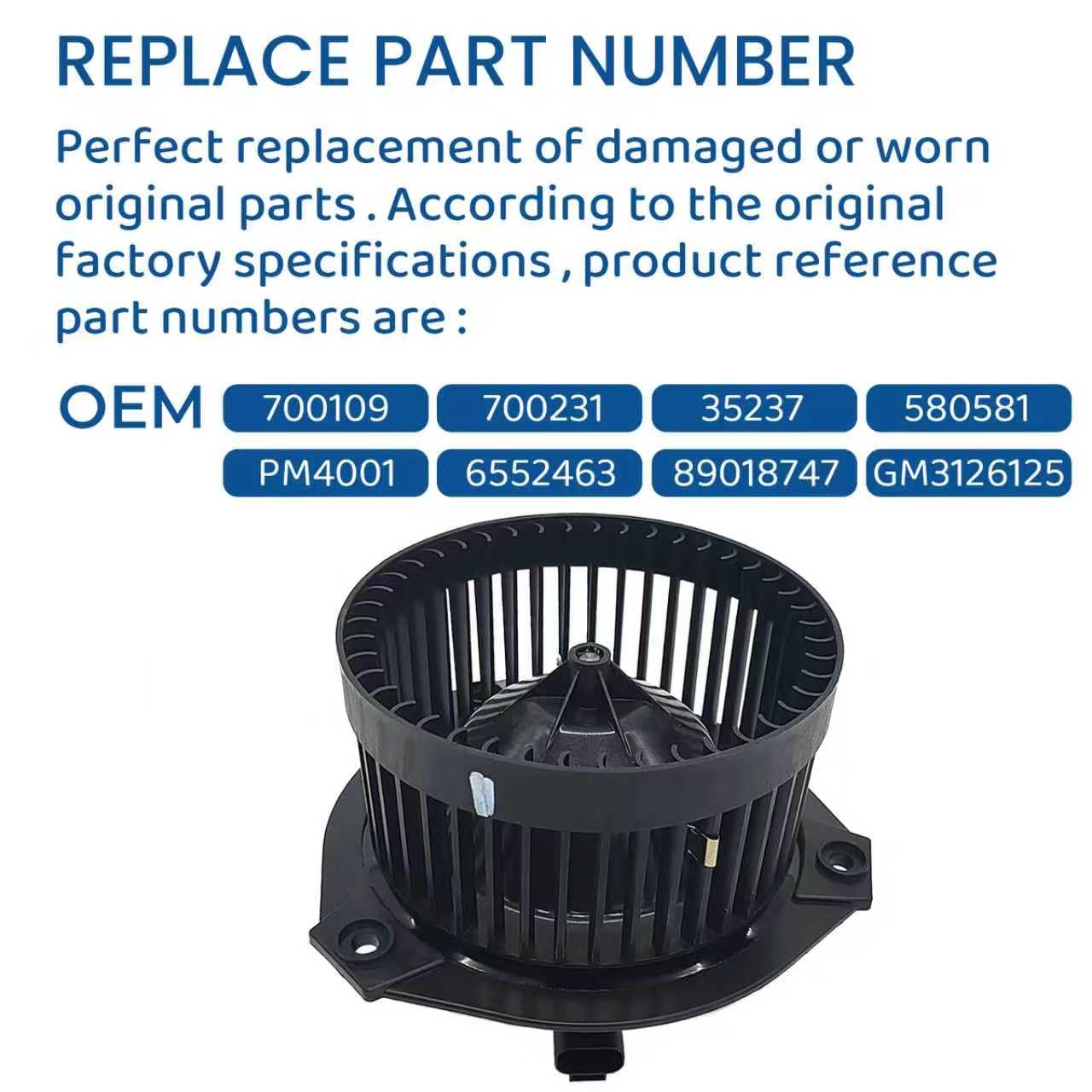 Motor de ventilador de calentador HVAC compatible con Chevrolet Trailblazer/GMC Envoy 2002-2009, Buick Rainier 2004-2007, Oldsmobile Bravada 2002-2004, Saab 9-7x 2005-2009 reemplaza #89018747