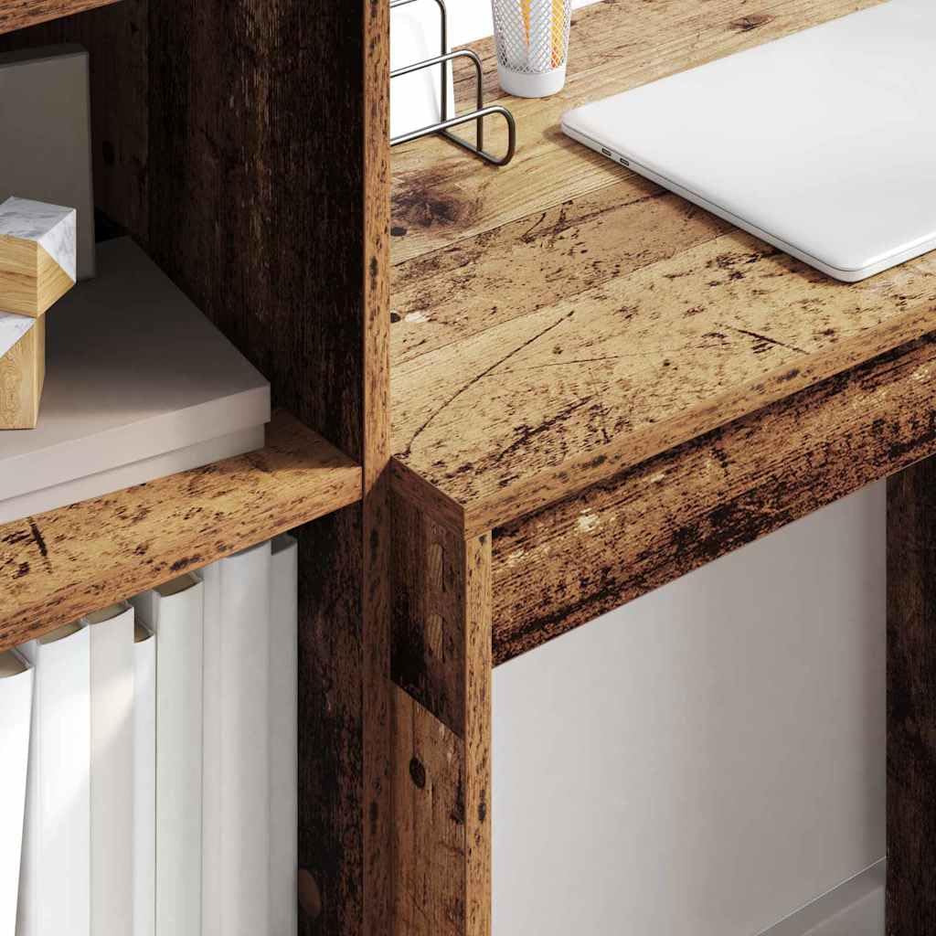 Scrivania in legno anticato, 70 x 40 x 76 cm, compatta, per casa, ufficio, gaming, postazione di lavoro, ergonomica, salvaspazio, con ripiano, ideale per studio