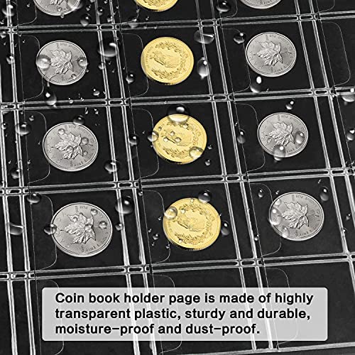 12 Sheets Coin Collection Supplies Pages, Coins Collecting Book Album Protectors Sleeves With Standard 9 Hole For Coin Binder, Currency Holder Storage For Pennies, Quarters, Stamp (42 Pocket) #TOP2