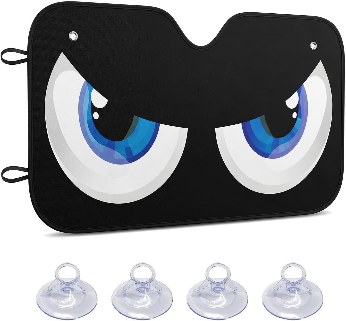 Car Windshield Sunshade, 55"×30" Cartoon Eyes Auto Front Window Sunshade Blocks UV Rays & Sun Glare, Foldable Windshield Sun & Heat Protection Cover for Most Vehicles
