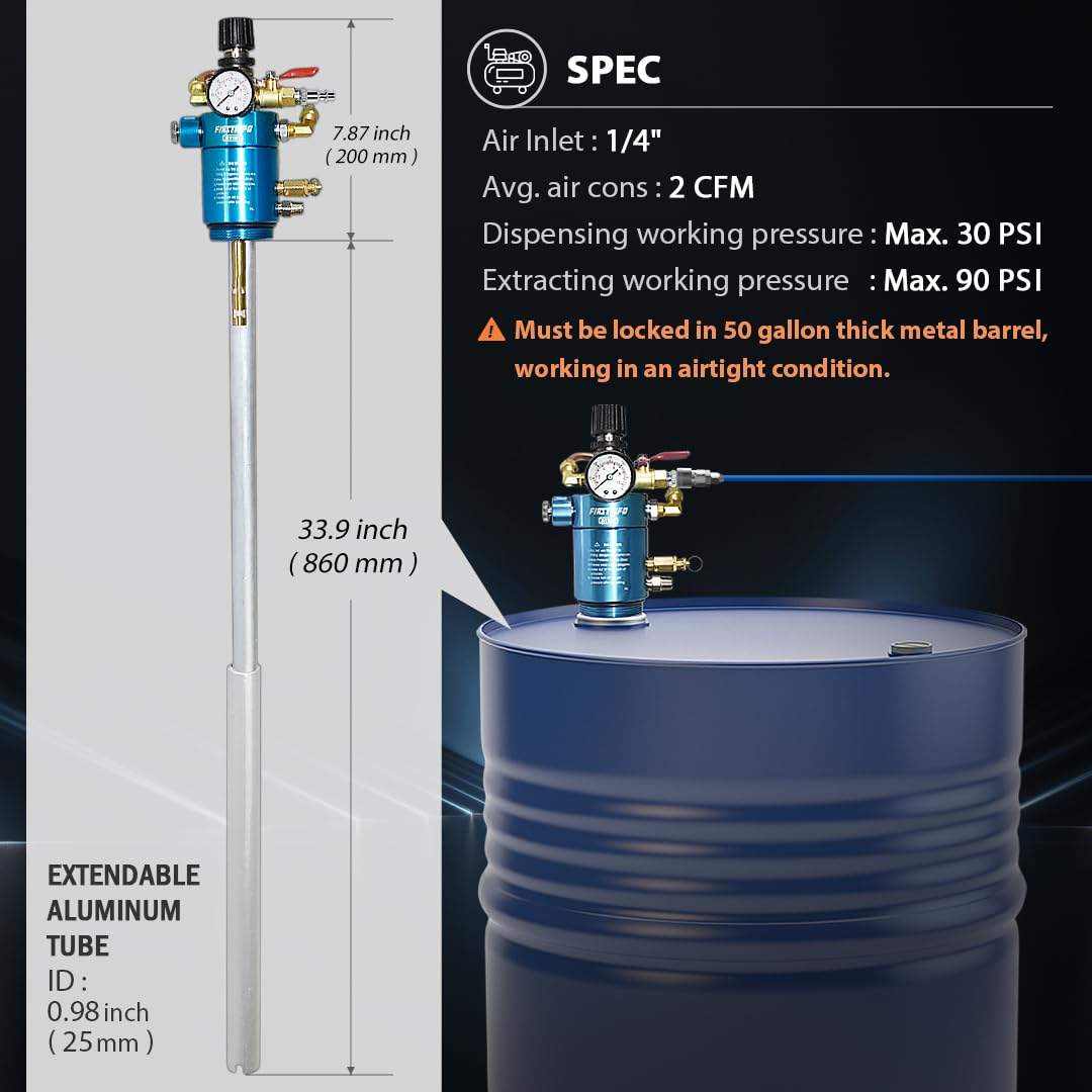 Ajuste Herramientas 2 Way Alto Flujo Depósito de 50 litros neumático Aceite y líquido Extractor por Ajuste Herramientas
