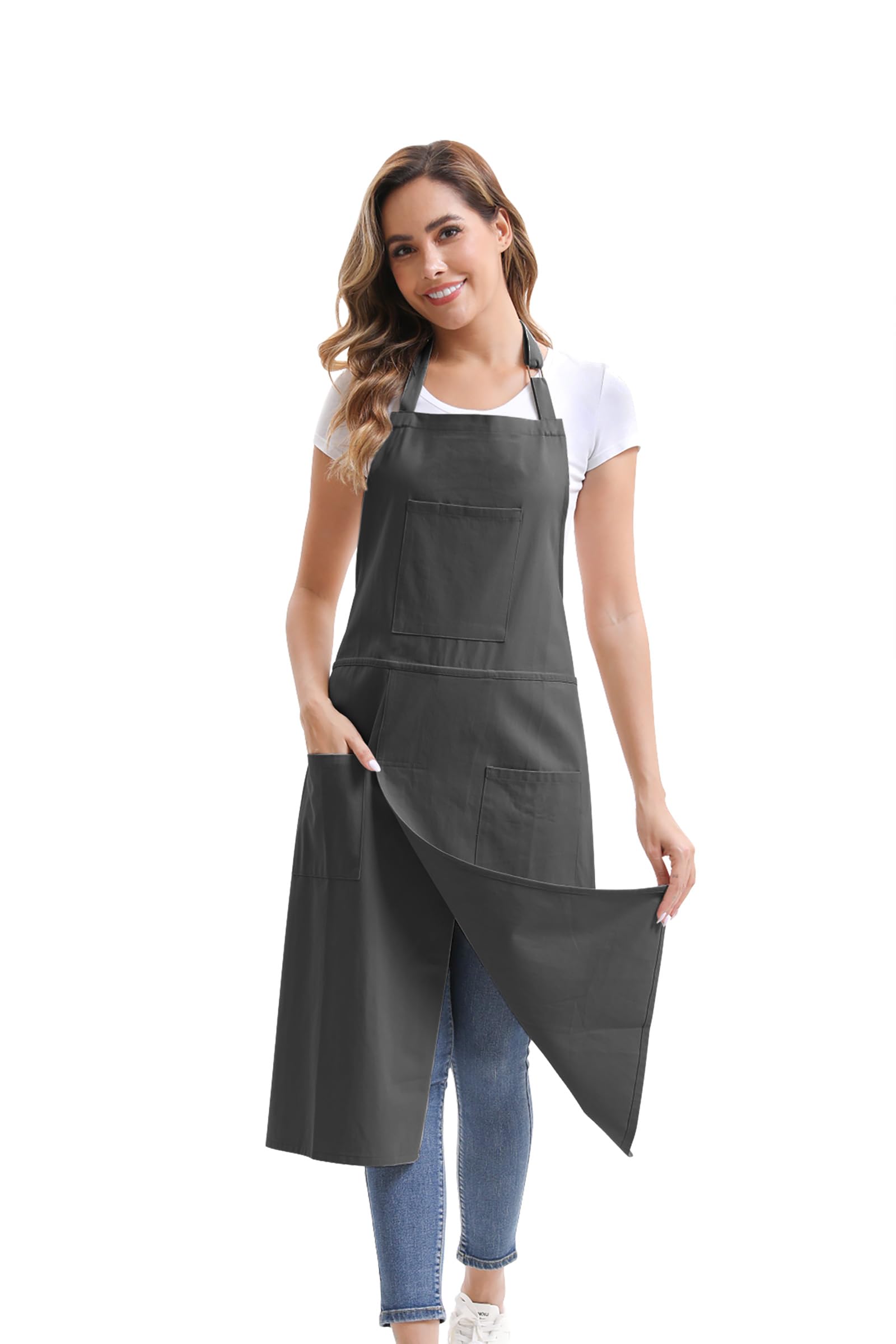 Nanxson Pottery Split Leg Apron for Men & Women, Full Coverage Apron for Crafting Painting Hairdressing Gardening (Black) — image 1
