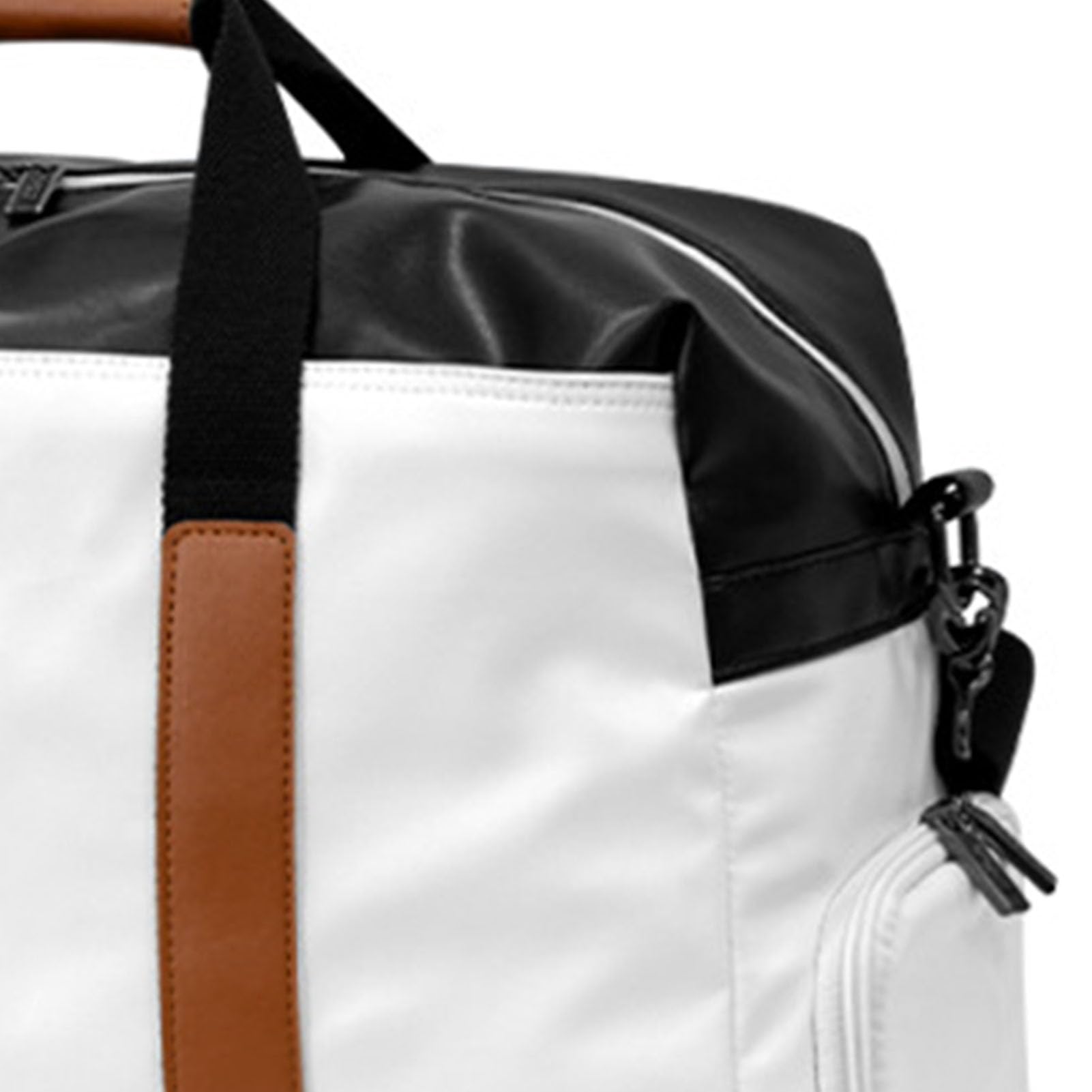 Brrnoo Borsa da Palestra con Scomparto per Scarpe Borsa Porta Abiti da Viaggio Leggera in PU Impermeabile con Piedini Inferiori Robusti Doppie Cerniere Lisce per Allenamento Viagg (Bianco)