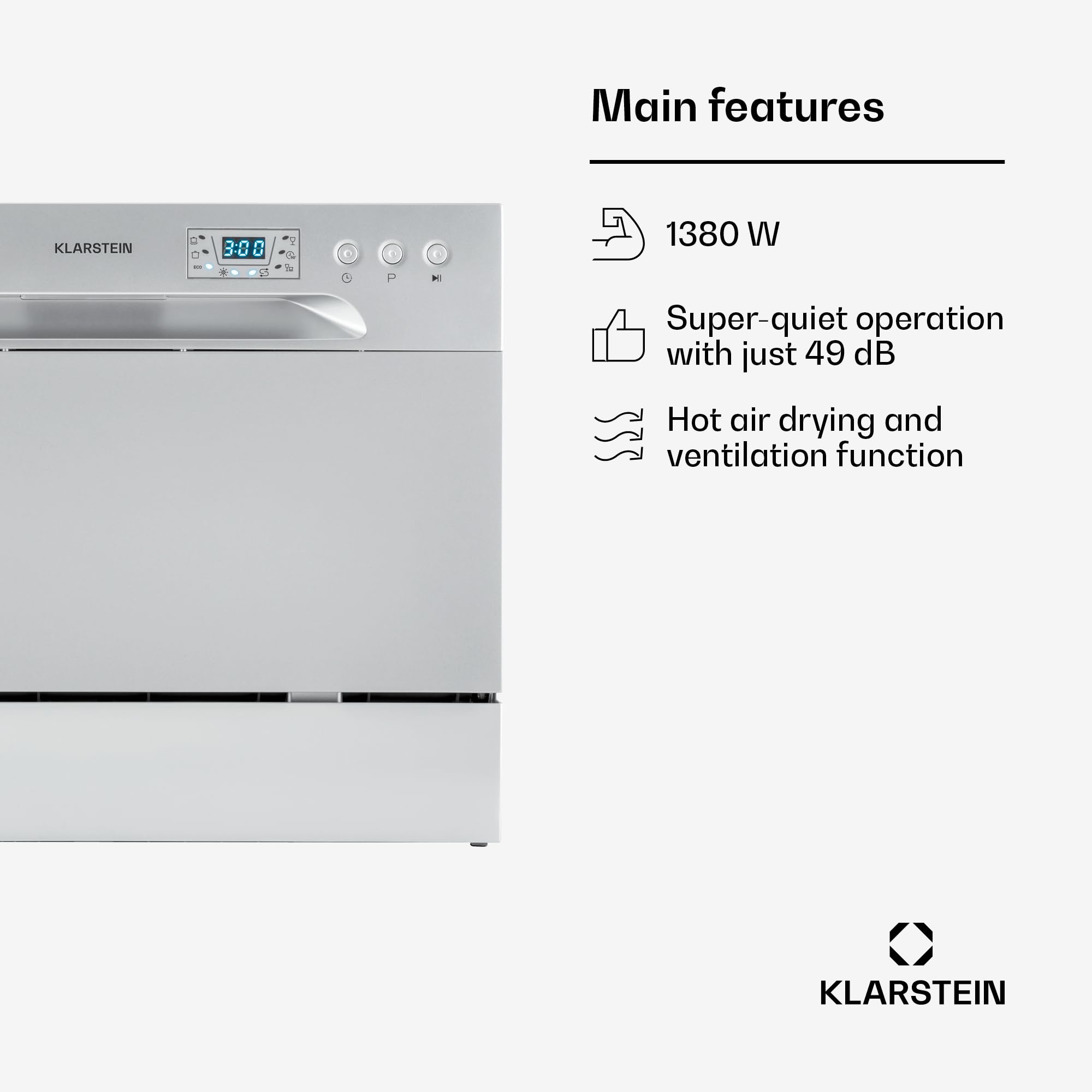 Klarstein Table Top Dishwasher, 6 Place Setting Mini Dishwasher, Quiet Operation Countertop Dishwasher w/ 6 Washing Programs, Compact Tabletop Dishwasher, Easy To Install Homes/Office Small Dishwasher — view 2