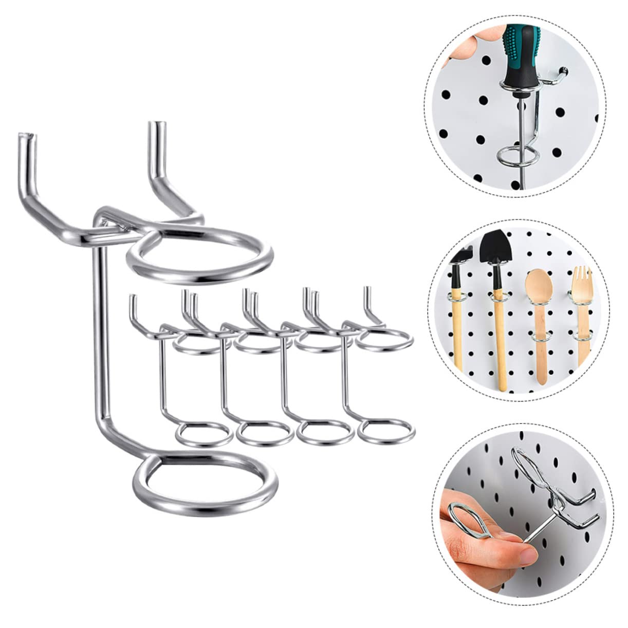 VALICLUD 5pcs Double-Ring Pegboard Hook Screwdriver Holders Tool Utility Hooks for Home Office Garage