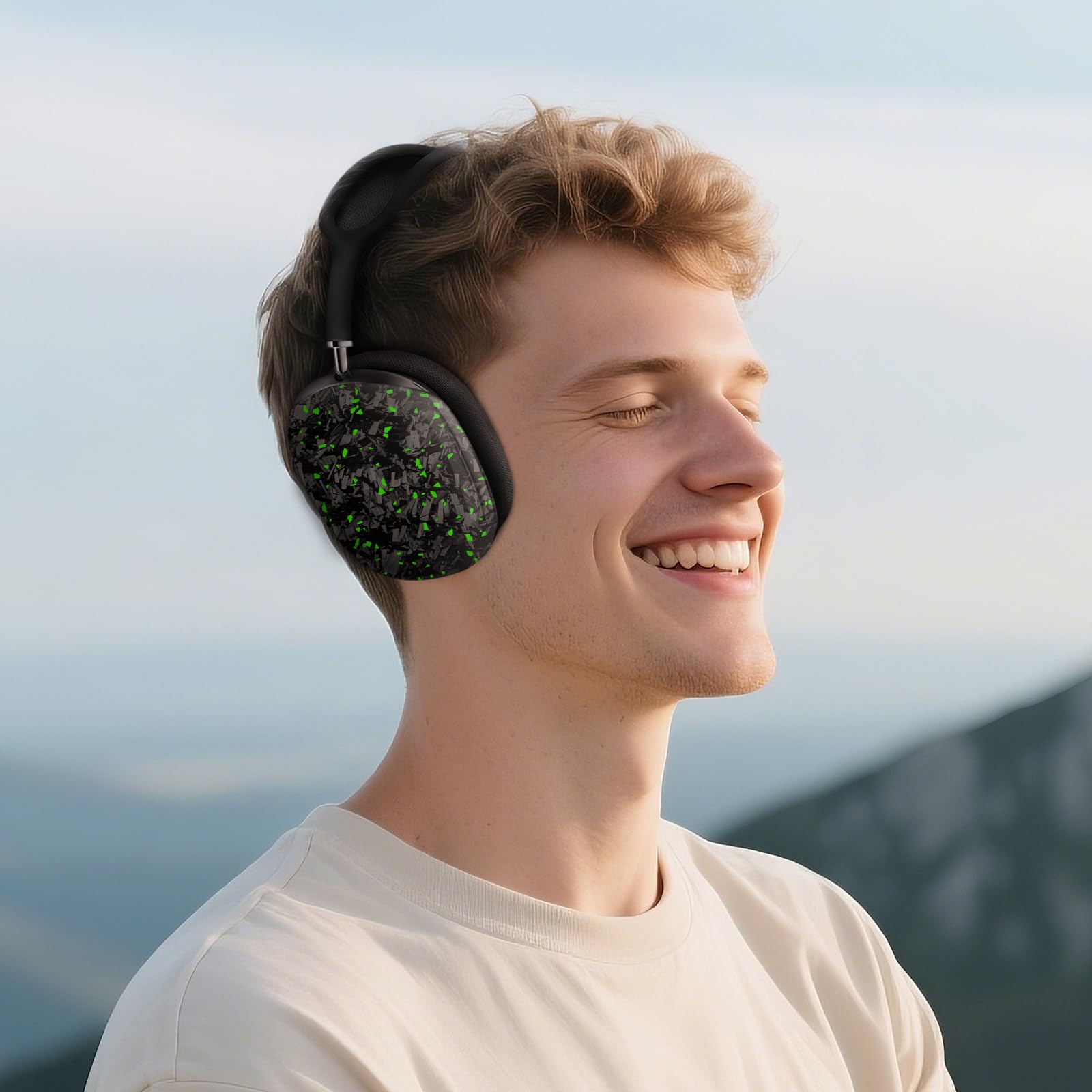 MONOCARBON Custodia in vera fibra di carbonio per AirPods Max (2024/2020), custodia rigida protettiva di grado militare per cuffie Apple Max, unica forgiata lucida, antigraffio, accessori essenziali