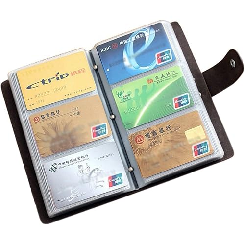boshiho Leather Credit Card Holder Business ID Card Case Book Style 90 Count Name Card Holder Book (Black)