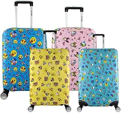 Capa Protetora Para Mala Viagem Elástico Grande Contra Riscos Poeira Bagagem Feminina Masculina Versátil Emoji By Britt Yins (AMARELO)