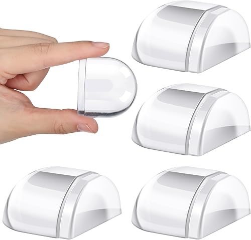 Qunclay 4 Piezas Tope de Puerta para Piso Sin Taladro Tope de Puerta de Ducha Autoadhesivo Tope de Goma Protector de Pared Almohadillas de Acrílico