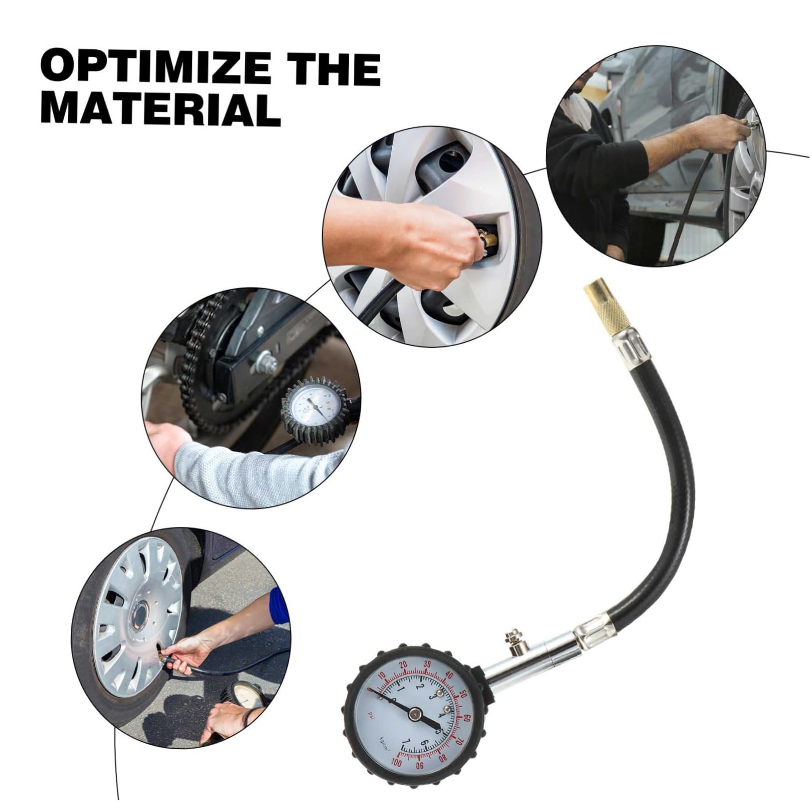 3pezzi Misura Pressione Pneumatici Auto Alta Precisione Manometro Compatto Con Tubo Per Controllo Pneumatici Per Auto Suv Accessorio Utile Per Evitare Forature