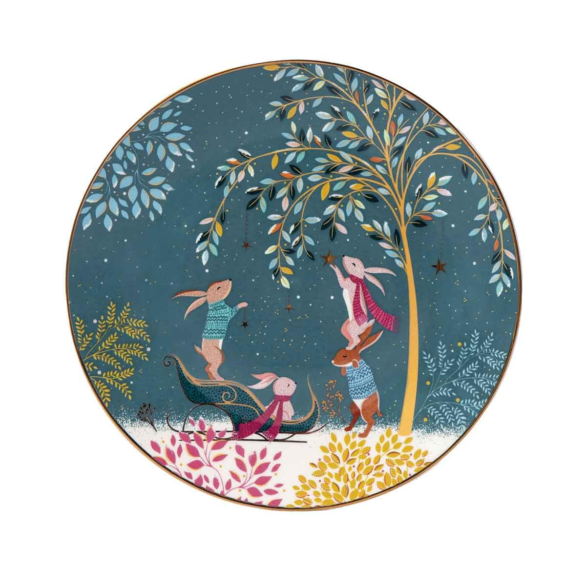 Sara Miller London, collezione Woodland Tales, set di 4 piatti, assortiti, verde