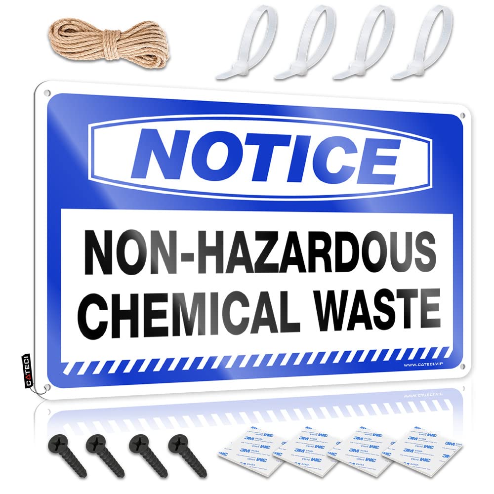 Metal Sign Decor Vintage Notice Non-Hazardous Chemical Waste Tin Sign Metal Signs For Man Cave Funny Tin Metal Signs(30X40CM)