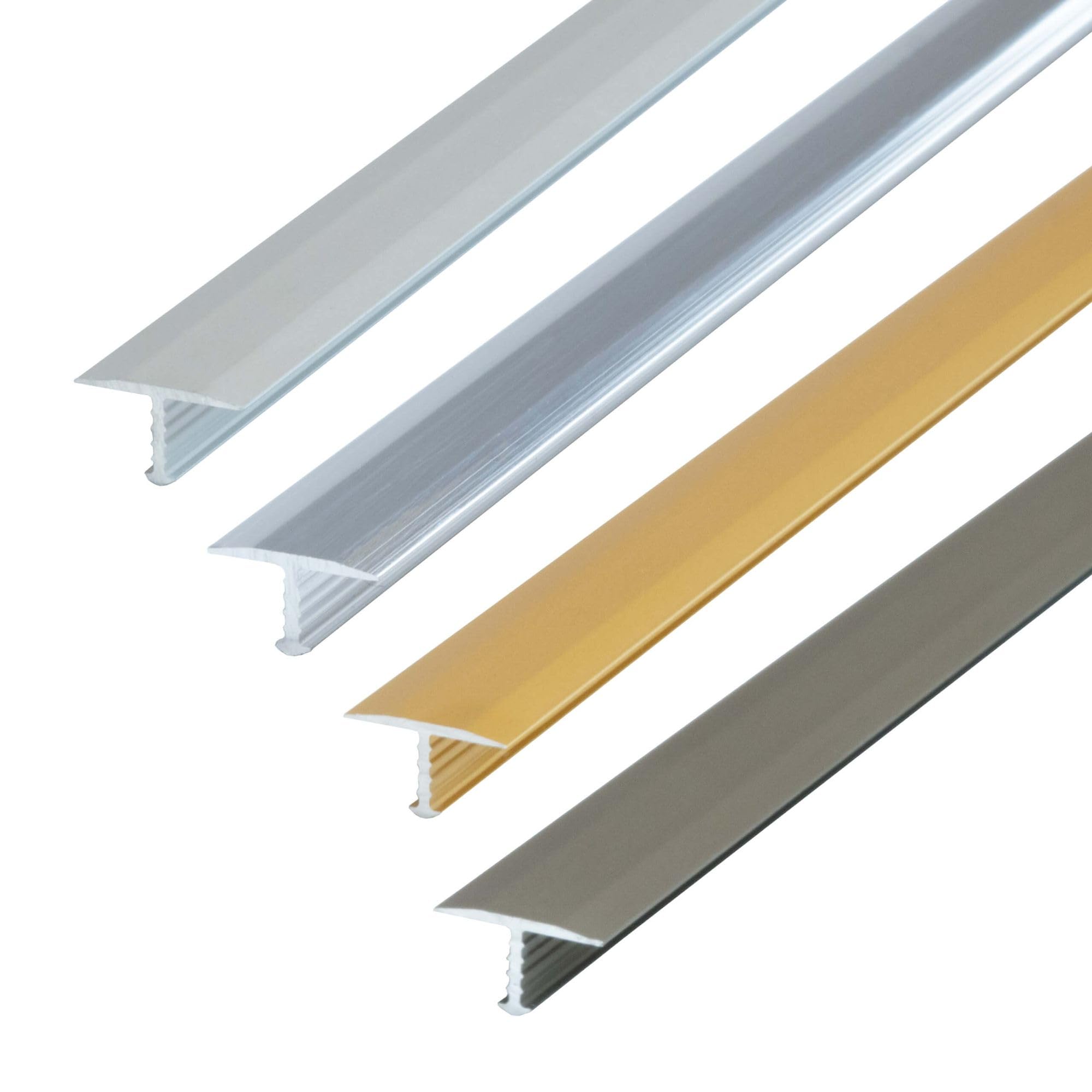 Dalsys T-Profile Transition Profile 100 cm x 26 mm Anodised Aluminium Silver Chrome-Plated