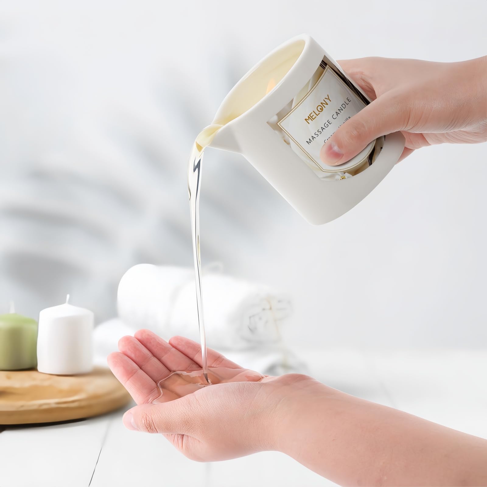 MELONY Luxury Massage Candle - Moisturising, Body Oil Candles for Muscle Relaxation, 8.1OZ (Creamy Vanilla)