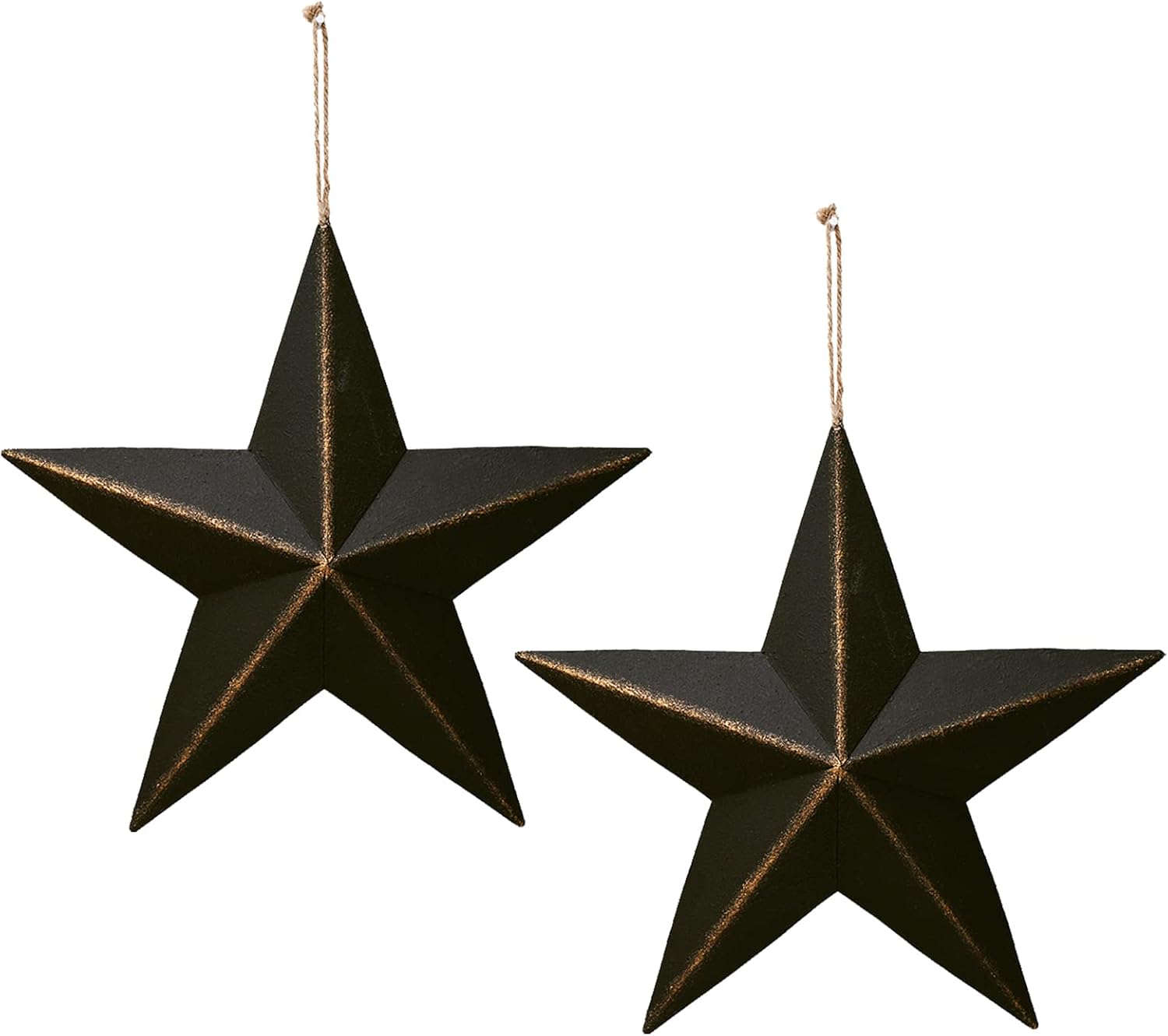 Aecipl Metal Barn Star Patriotic Home Decor Primitive Indoor Outdoor Wall Art Rustic 12 Hanging Texas Stars Decorations for Walls Fence Porch House July of 4th Decoration (Black+Black)