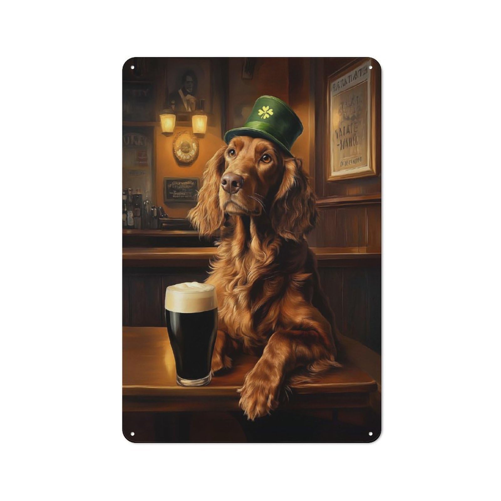 St. Patrick’s Day Irish Setter in A Pub Retro-style Metal Sign 30x20cm for Guest Room Or Hallway, for Hallway Wall Decor Fans