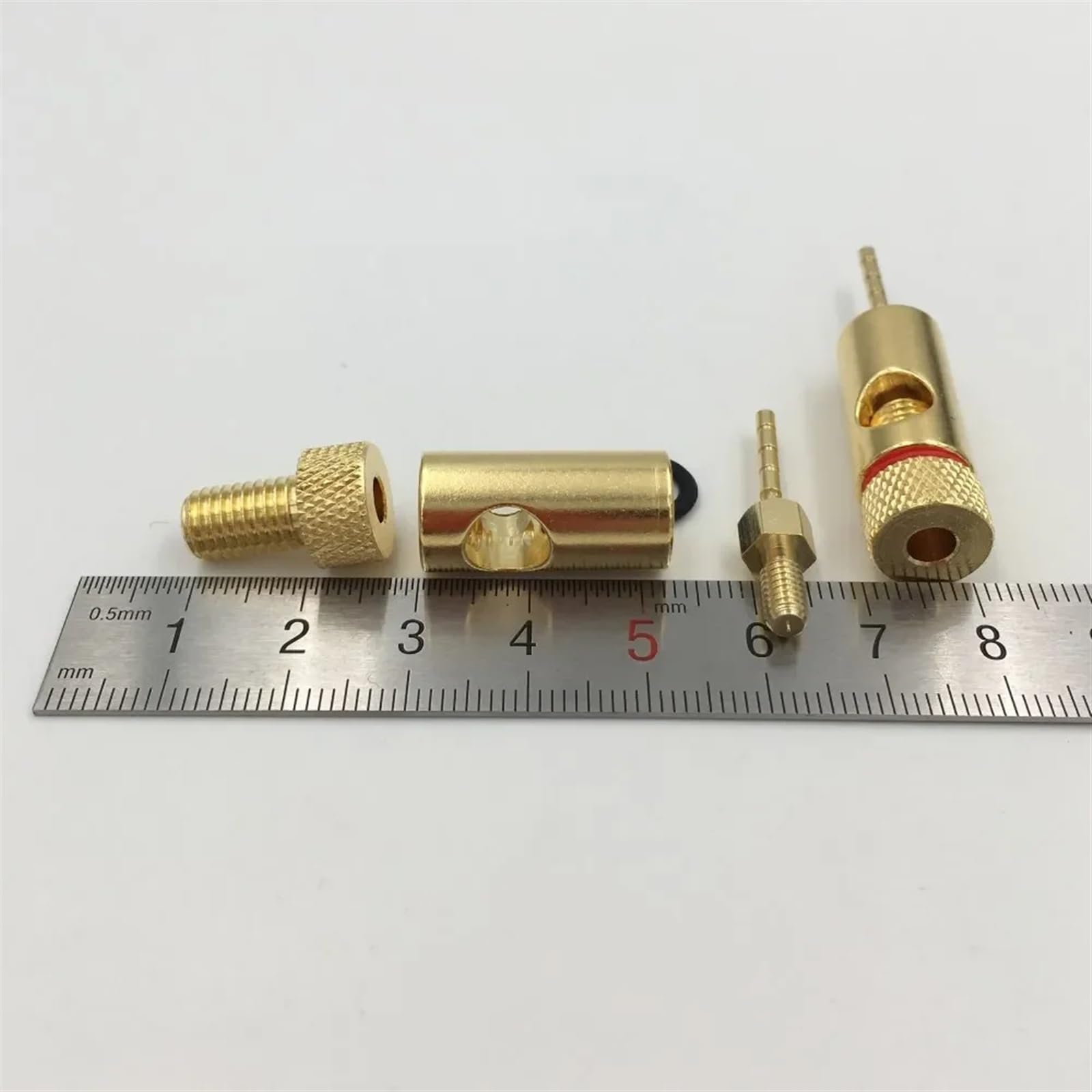 Lot de 10 fiches Bananes mâles en Laiton plaqué Or de 2 mm, connecteur de Verrouillage à vis for Fil de Haut-Parleur Droit(Red)