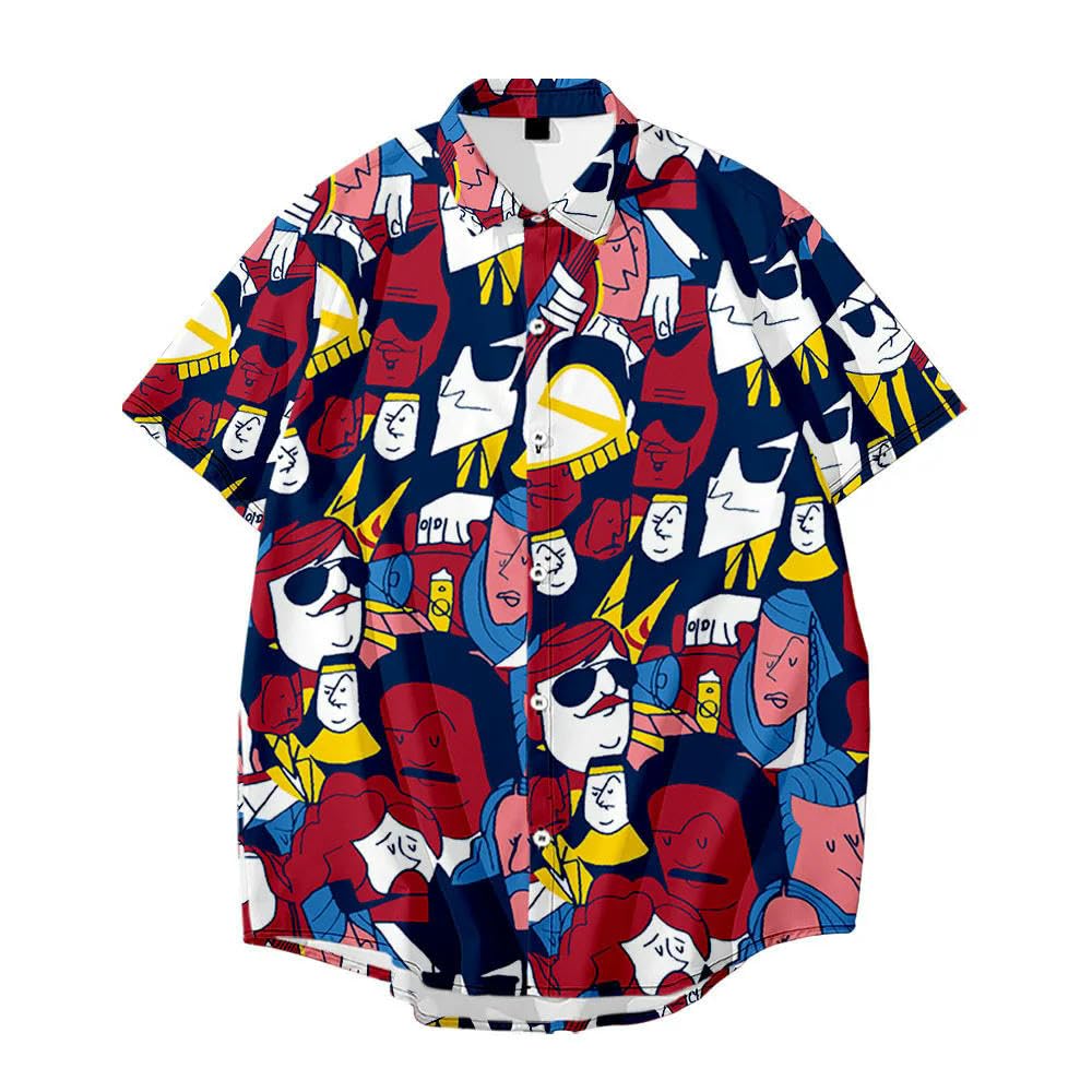 Hawaii Camisa Hombres Hawaiian Camisa Impreso Playa Solapa Camisa Casual Verano Manga Corta