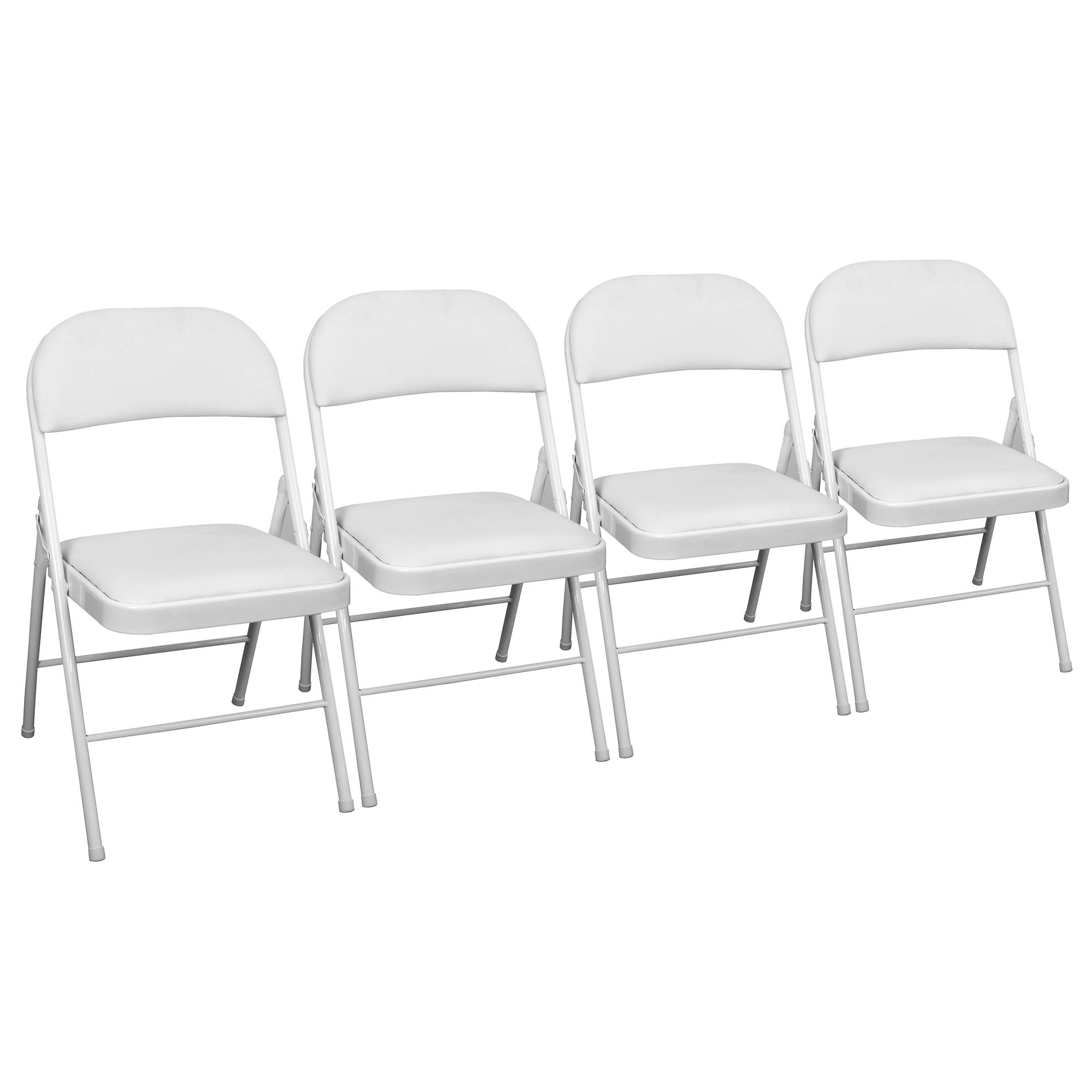 TekBox Folding Faux Leather Chair - Steel Event & Desk Seating (4, White)