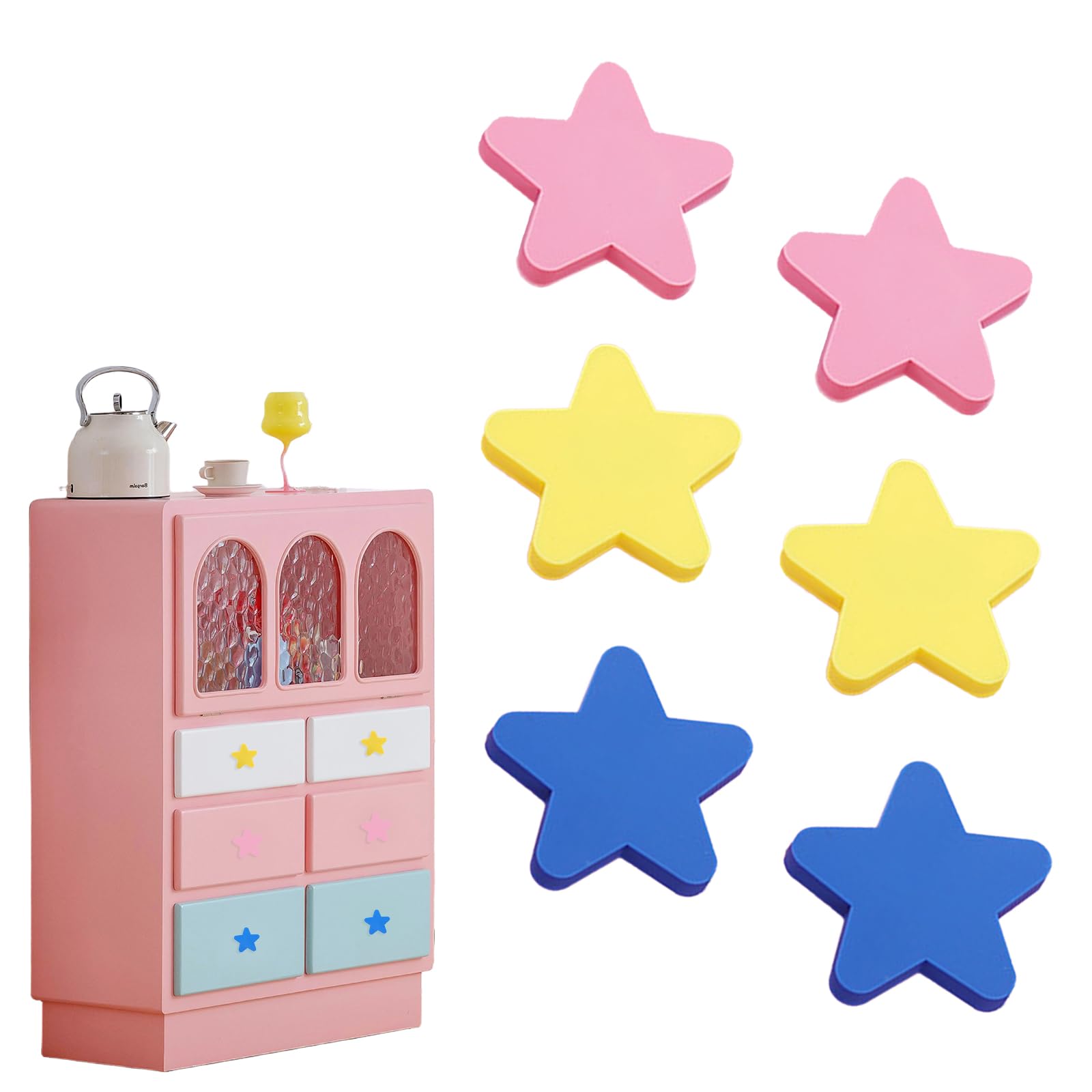 Lot de 6 poignées de meuble en bois pour chambre d'enfant, motifs mignons, poignées de tiroir avec vis, poignées de porte pour chambre d'enfant