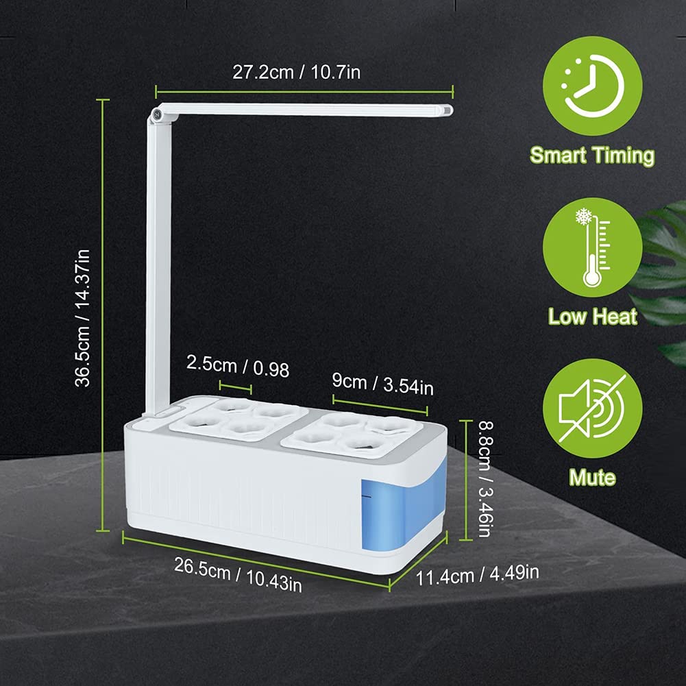 Sistema de Cultivo hidropónico Kit de jardín de Hierbas para Interiores de 18 cápsulas, luz de Cultivo LED de 8 W Kits de germinación con Temporizador automático Jardinera Inteligente