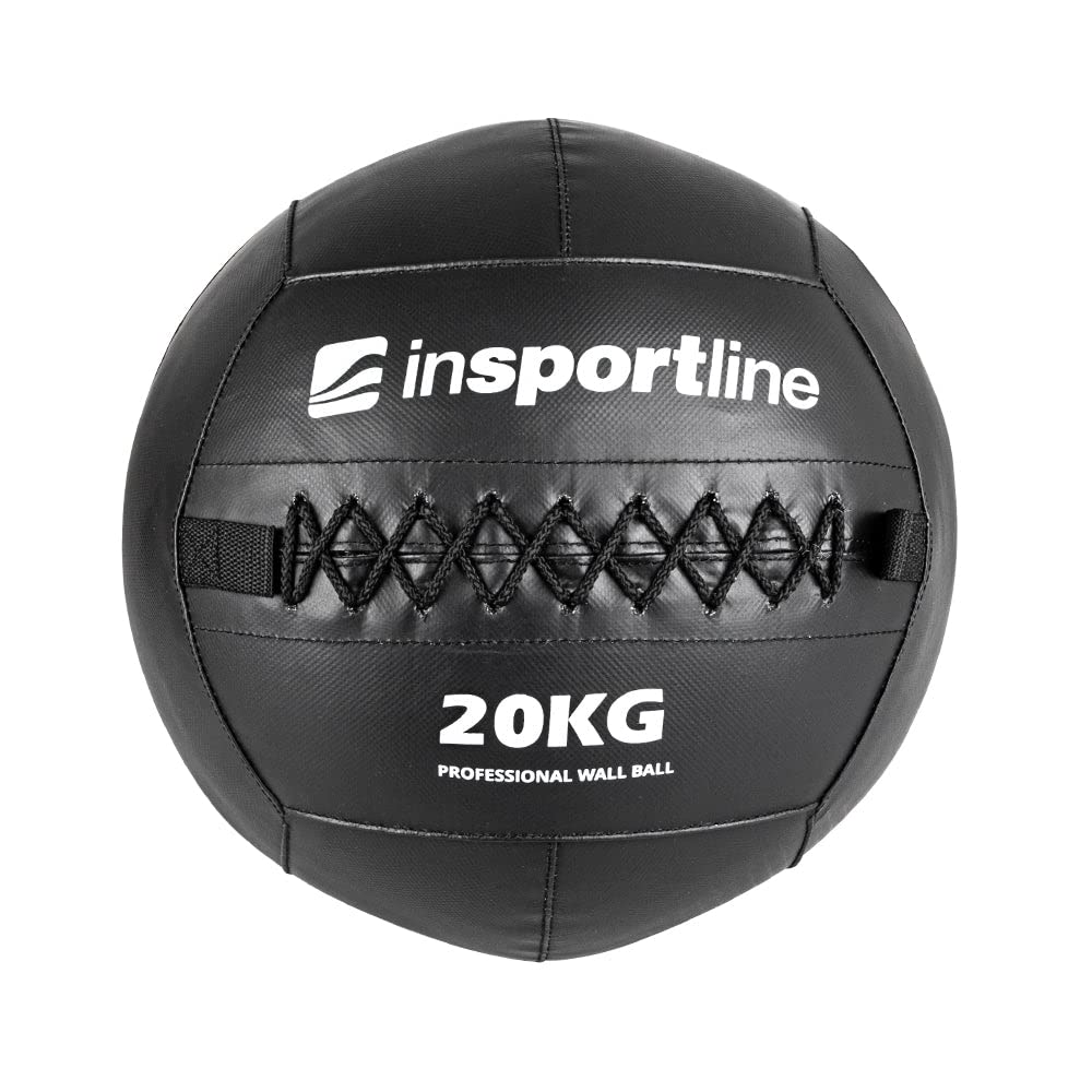inSPORTline Slam - Palla in pelle 2 in 1 da 20 kg, con passanti, per allenamento di forza, slam fitness